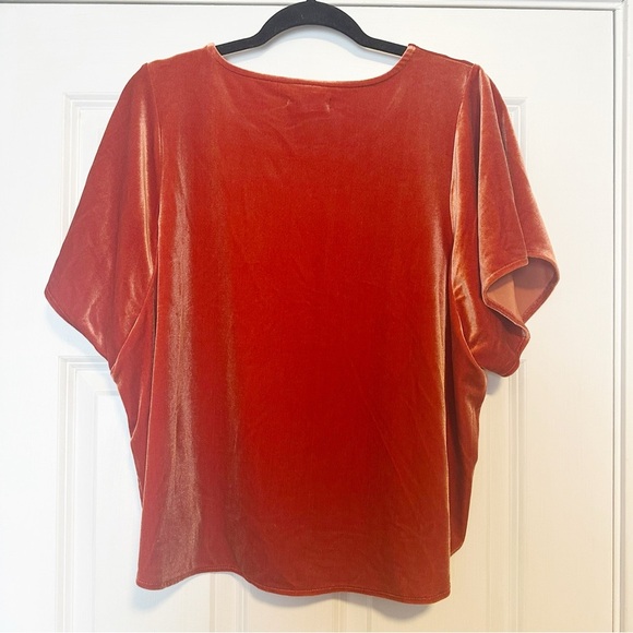Madewell velvet prettiest orange butterfly open sleeve top. - Picture 3 of 6